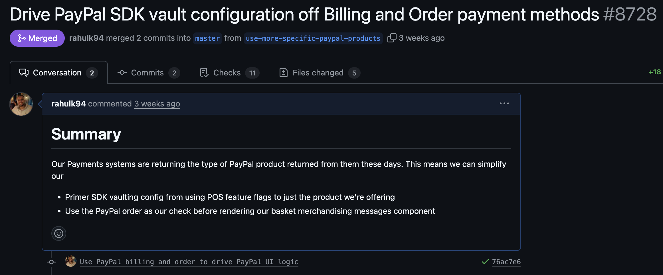 Good pull request with clear title and short description