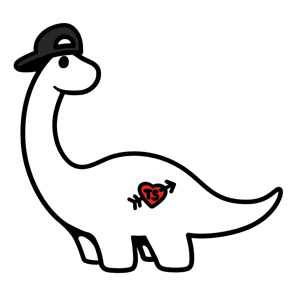 Deno Dino with a cap and tattoo